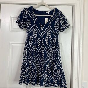 Miami Navy Blue Eyelet Dress